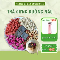 Trà Gừng Đường Nâu Hộp 30 gói Trà Hoa Cô Ba